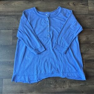 Free People Women's Intimately Oversized Henley Long Sleeve Blue Size Medium